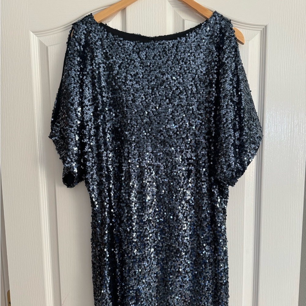 Navy Sequin Shift Dress